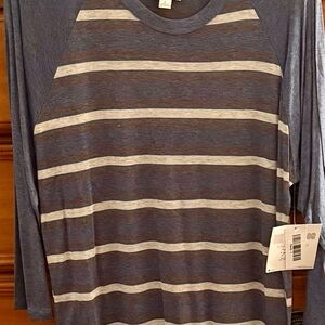 Women's Striped Blue and Gray Shirt